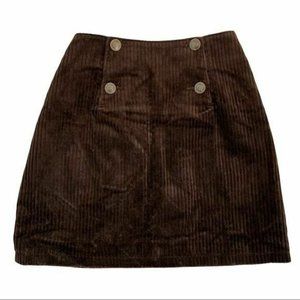 Gap Corduroy Mini Skirt Button Front Closure Pull on Brown Color size 6 Women's